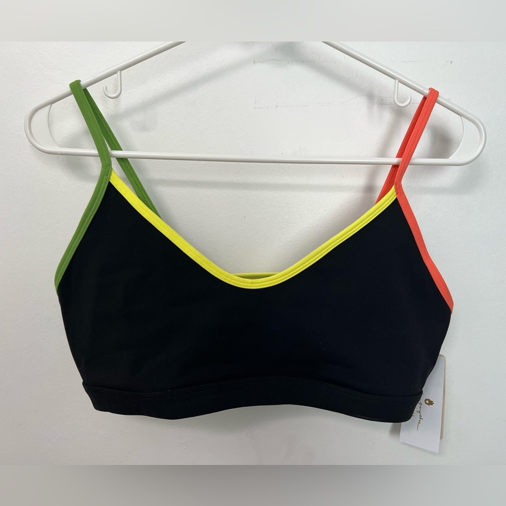 Spiritual Gangster Helena Black Bralette with Yellow, Green & Coral Trim